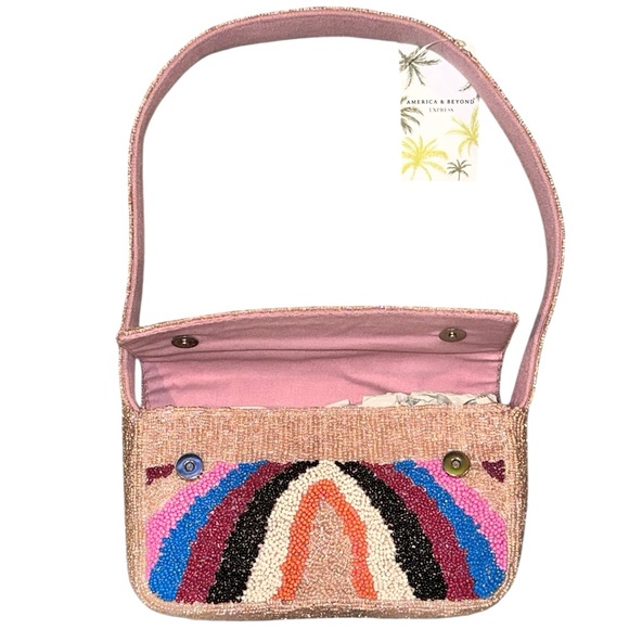 America & Beyond Geometric Chevron Geode Multicolor Beaded Bag NEW NWT - Picture 3 of 8